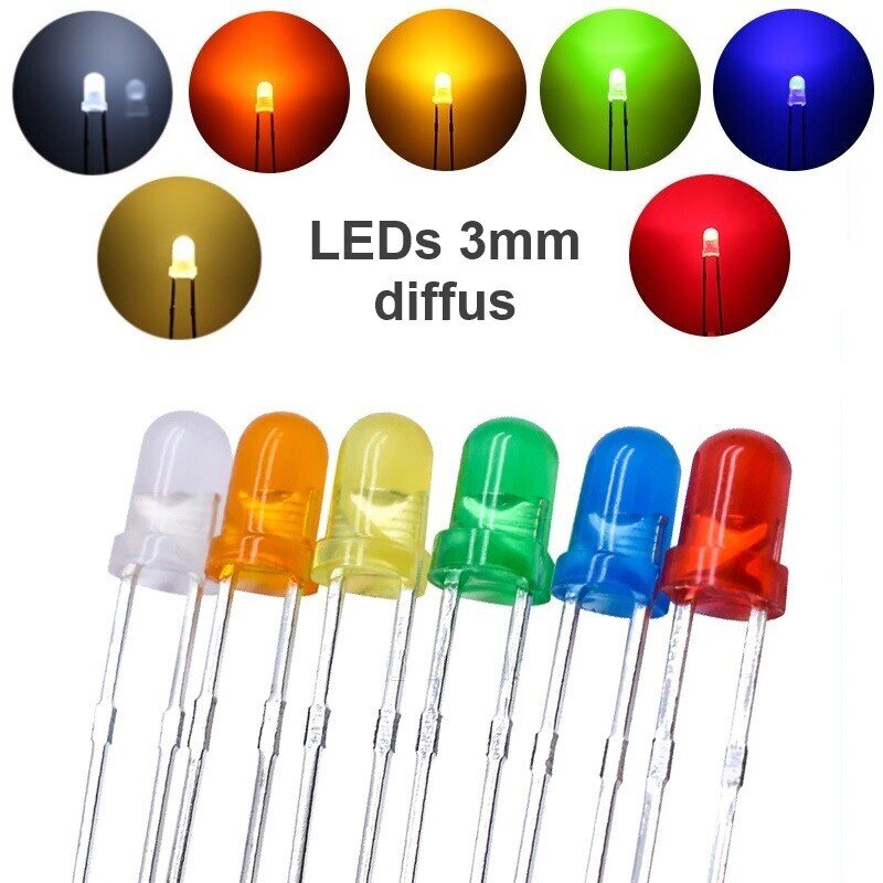 CHANZON 50 Duo Color LEDs 3mm diffus rot-grün LED 3-polig, Leuchtdiode, bedrahtet, Diode Leuchtend, als Bauteil