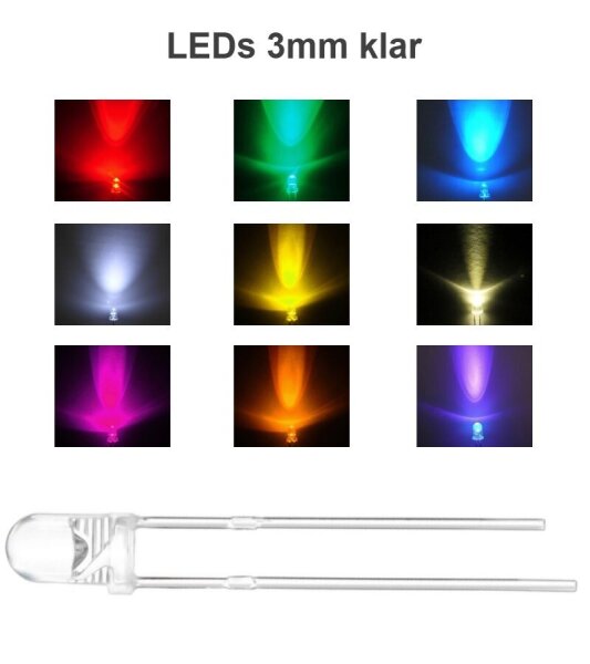LED 3mm 5mm rund diffus farbig klar 10 20 50 100 Stück Set Sortiment zur Auswahl 3mm klar Grün 20 Stück