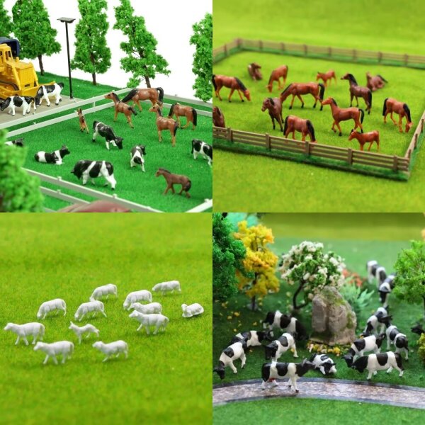 H0 Tiere Pferde Kühe Schafe Bauernhof Figuren je 10 Stück 3 Sets zur Auswahl
