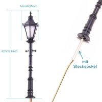 LED Straßenlampen H0 Gaslaterne 6,7cm Parkleuchte Lampen Leuchten 5 Stück S012