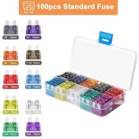 Kfz Sicherungen 100 tlg Set 19mm Standard Flachsicherungen 2-35A Sortiment GK03