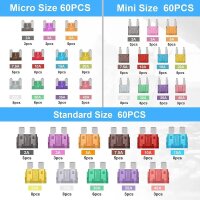 Kfz Sicherungen 180 tlg Set 11mm 19mm Mini Micro Standard...