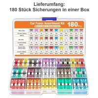 Kfz Sicherungen 180 tlg Set 11mm 19mm Mini Micro Standard Flachsicherungen GK02