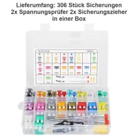 Kfz Sicherungen 306 tlg Set 11mm 19mm Mini Micro Standard Flachsicherungen GK01