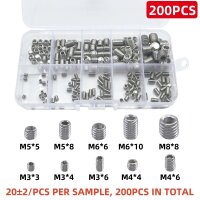 Madenschrauben Metrisch Gewindestifte M3 M4 M5 M6 M8 Sortiment 200-tlg Set GK05