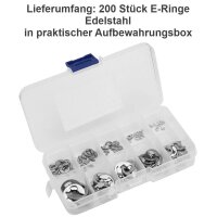 E-Ringe Sicherungsring Sprengring 120 Stück Sortiment 1,5-10 mm Seegering E-Clip