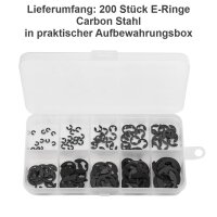 E-Ringe Sicherungsring Sprengring 120 Stück Sortiment 1,5-10 mm Seegering E-Clip