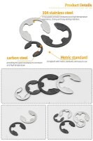 E-Ringe Sicherungsring Sprengring 120 Stück Sortiment 1,5-10 mm Seegering E-Clip