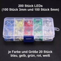LED 3mm 5mm Sortiment 200 / 500 Stück blau gelb grün rot weiß Set LEDs farbig