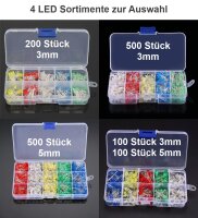 LED 3mm 5mm Sortiment 200 / 500 Stück blau gelb...