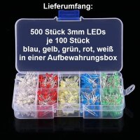 LED 3mm 5mm Sortiment 200 / 500 Stück blau gelb...
