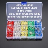 LED 3mm 5mm Sortiment 200 / 500 Stück blau gelb...