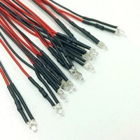 LED 2mm kurz 9 12 14 16 19 24 V Kabel Widerstand angelötet verkabelt 10 Stück