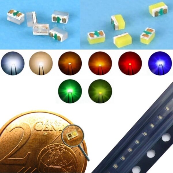 LED SMD 0201 warmweiß rot blau gelb grün orange weiß 10 100 Stk. Mini Micro LEDs