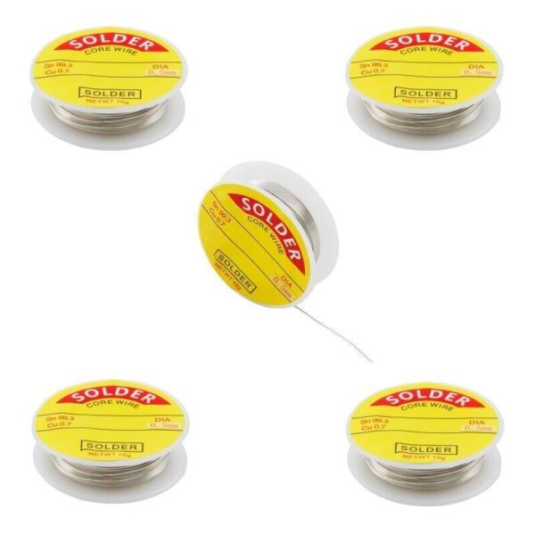Lötzinn Lötdraht Flussmittel bleifrei 0,5mm 5x 10g =50g Elektronik 5 Stück A2084