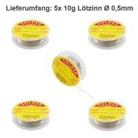 Lötzinn Lötdraht Flussmittel bleifrei 0,5mm 5x 10g =50g Elektronik 5 Stück A2084