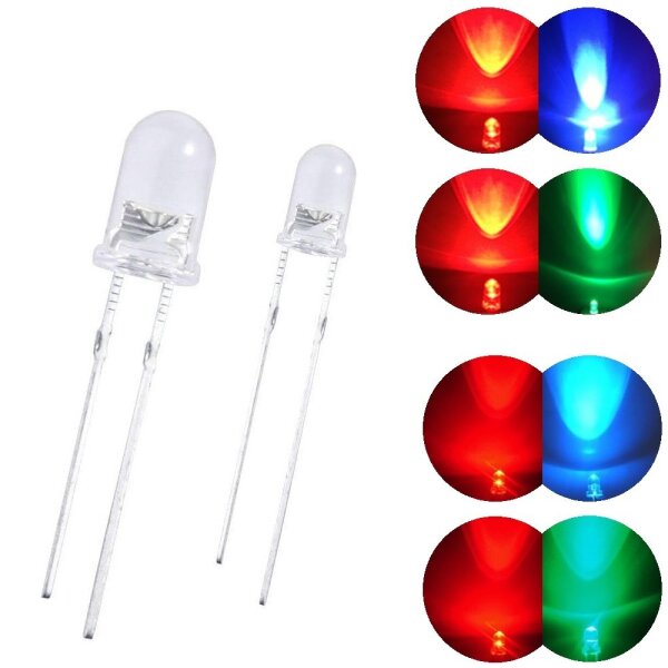 Blink LED 3mm 5mm bicolor rot/blau rot/grün zweifarbig DUO LEDs blinkend 1,5Hz