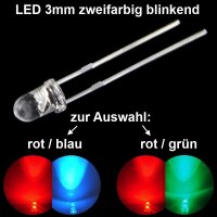 Blink LED 3mm 5mm bicolor rot/blau rot/grün...