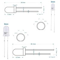 Blink LED 3mm 5mm bicolor rot/blau rot/grün zweifarbig DUO LEDs blinkend 1,5Hz