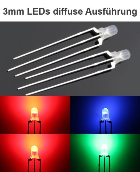 10pz LED Bicolore Rosso/Blu 5mm 3 Pin Catodo Comune