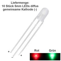 Duo LED Bicolor 3mm 5mm 3 Pin gem. Anode Kathode rot/grün rot/blau LEDs 10 Stück