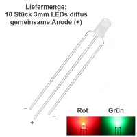 Duo LED Bicolor 3mm 5mm 3 Pin gem. Anode Kathode...