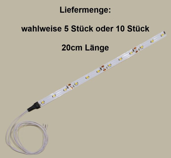 LED Waggonbeleuchtung Innenbeleuchtung 20cm 25cm Beleuchtung Waggons H0 TT N Warmweiß 20 cm 10 Stück
