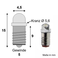 LED Lämpchen E5,5 Sockel Gewinde Fassung E5.5 LEDs...