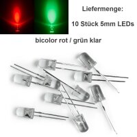 Duo LED Bicolor 3mm 5mm 2 Pin rot/grün rot/blau diffus klar LEDs 10 Stück