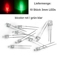Duo LED Bicolor 3mm 5mm 2 Pin rot/grün rot/blau diffus klar LEDs 10 Stück
