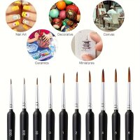 Pinselset 10 teilig fein Modellbau Acryl Hobby Malpinsel Malen nach Zahlen A2097