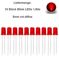 Blink LEDs 3mm 5mm Blinker Blinklicht LED blinkend 1,5Hz 90x pro Minute 10 Stück