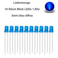 Blink LEDs 3mm 5mm Blinker Blinklicht LED blinkend 1,5Hz 90x pro Minute 10 Stück