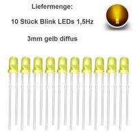 Blink LEDs 3mm 5mm Blinker Blinklicht LED blinkend 1,5Hz 90x pro Minute 10 Stück