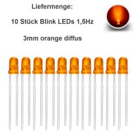 Blink LEDs 3mm 5mm Blinker Blinklicht LED blinkend 1,5Hz 90x pro Minute 10 Stück