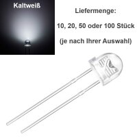 LED 5mm 4,8mm Flachkopf Kurzkopf klar straw hat Strohhut LEDs 10 20 50 100 Stück