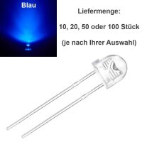 LED 5mm 4,8mm Flachkopf Kurzkopf klar straw hat Strohhut LEDs 10 20 50 100 Stück