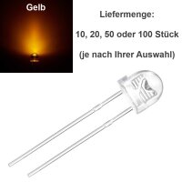 LED 5mm 4,8mm Flachkopf Kurzkopf klar straw hat Strohhut LEDs 10 20 50 100 Stück