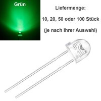LED 5mm 4,8mm Flachkopf Kurzkopf klar straw hat Strohhut LEDs 10 20 50 100 Stück