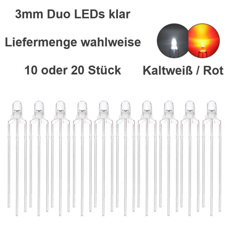 LED 3mm Ultrahell Klar Weiss 2500MCD 10x Restposten! Nur solange Vorrat LED 3mm Ultrahell Klar Weiss 2500MCD 10x Restposten! Nur solange Vorrat