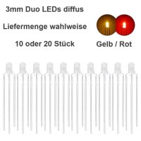 Duo LED 3mm bicolor LEDs 3-Pin digital Lichtwechsel Licht Loks Triebwagen H0 TT