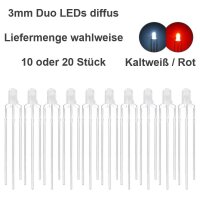 Duo LED 3mm bicolor LEDs 3-Pin digital Lichtwechsel Licht Loks Triebwagen H0 TT