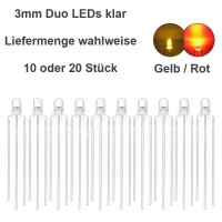 Duo LED 3mm bicolor LEDs 3-Pin digital Lichtwechsel Licht Loks Triebwagen H0 TT