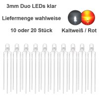 Duo LED 3mm bicolor LEDs 3-Pin digital Lichtwechsel Licht Loks Triebwagen H0 TT