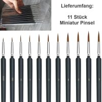 Pinselset 11 teilig fein Modellbau Acryl Hobby Malpinsel Malen nach Zahlen A2091