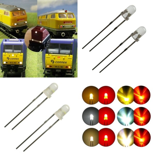 Duo LED 3mm bicolor LEDs 2pin Beleuchtung Lichtwechsel Loks Triebwagen H0 TT 1 0