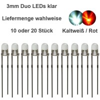 Duo LED 3mm bicolor LEDs 2pin Beleuchtung Lichtwechsel Loks Triebwagen H0 TT 1 0