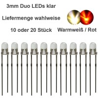 Duo LED 3mm bicolor LEDs 2pin Beleuchtung Lichtwechsel Loks Triebwagen H0 TT 1 0