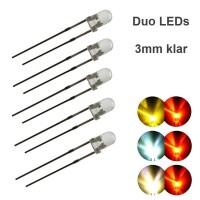 Duo LED 3mm bicolor LEDs 2pin Beleuchtung Lichtwechsel Loks Triebwagen H0 TT 1 0