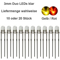 Duo LED 3mm bicolor LEDs 2pin Beleuchtung Lichtwechsel Loks Triebwagen H0 TT 1 0
